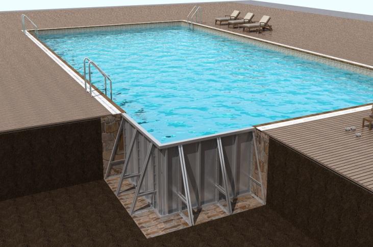 拆装式泳池钢结构围板局部图